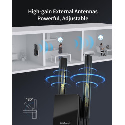 BrosTrend Répéteur WiFi 6 AX1500, Amplificateur WiFi avec Port Gigabit | Double Bande 5GHz & 2.4GHz, Couverture jusqu'à 185m², C