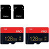 Lot de 2 128 Go Cartes Micro SD Classe 10 Haute Vitesse avec Adaptateur SD pour Tablette/Smartphone/Appareil Photo/autoradio/Con