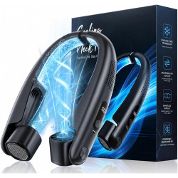 Ventilateur de Cou Climatiseur Mobile avec Plaques Rafraîchissantes, Affichage LED, Réglage de la Vitesse de 1 à 100, Sorties d'