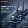 NEWFAST Tri-Bande Clé WiFi Puissante NF-U353, AXE5400 Cle USB WiFi 6E | 6GHz Adaptateur USB WiFi Support pour WPA3, USB 3.0 Port