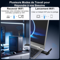NEWFAST Tri-Bande Clé WiFi Puissante NF-U353, AXE5400 Cle USB WiFi 6E | 6GHz Adaptateur USB WiFi Support pour WPA3, USB 3.0 Port