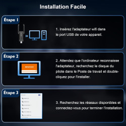 NEWFAST Tri-Bande Clé WiFi Puissante NF-U353, AXE5400 Cle USB WiFi 6E | 6GHz Adaptateur USB WiFi Support pour WPA3, USB 3.0 Port