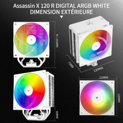 Thermalright Assassin X 120R Digital ARGB blanc CPU refroidisseur d'air, vitesse 2000RPM, 4 tuyaux thermiques,pour AM4/AM5, Inte