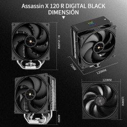 Thermalright assassin x 120r digital noir cpu cooler,couverture supérieure d'écran numérique,12cm quiet fan cpu air cooler,refro