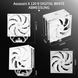 Thermalright Assassin X 120R Refroidisseur numérique pour CPU blanc, écran numérique, TL-P12W PWM Quiet Fan CPU, support AM4/AM5