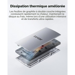 Lexar ES3 SSD Externe 512Go, SSD Portable USB 3.2 Gen2, PSSD, Vitesses de Lecture jusqu'à 1050 Mo/s et d'écriture jusqu'à 1000 M