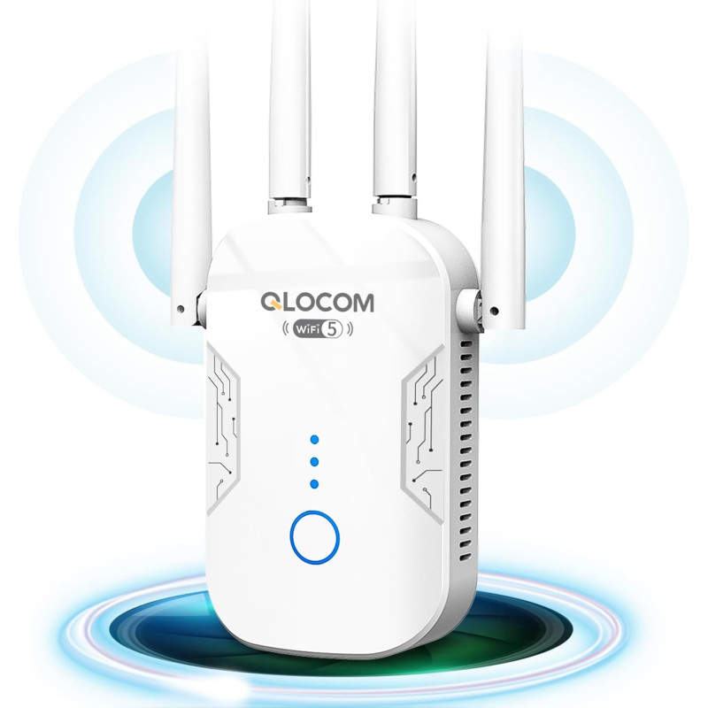 2026 Nouveau Répéteur WiFi Puissant 1200Mbps, WiFi Booster Double Bande 5GHz & 2.4GHz Amplificateur WiFi Puissant avec WPS, WiFi