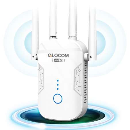 2026 Nouveau Répéteur WiFi Puissant 1200Mbps, WiFi Booster Double Bande 5GHz & 2.4GHz Amplificateur WiFi Puissant avec WPS, WiFi