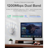 2026 Nouveau Répéteur WiFi Puissant 1200Mbps, WiFi Booster Double Bande 5GHz & 2.4GHz Amplificateur WiFi Puissant avec WPS, WiFi