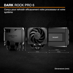 be quiet! Dark Rock Pro 6 Ventirad, Performances de refroidissement du processeur exceptionnelles, Mode silencieux semi-passif, 