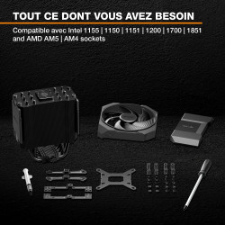 be quiet! Dark Rock 6 Ventirad, Excellentes performances de refroidissement du processeur, Mode silencieux semi-passif, 6 Calodu
