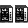 Lexar argent lot de 2 cartes sd 128go, uhs-i carte sdxc jusqu'à 205 mo/s en lecture, 140 mo/s en écriture, v30, 4k uhd video, u3