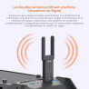 Clé wifi 6 ax900 adaptateur usb sans fil pour pc double bande 5ghz 2.4ghz bleutooth 5.3 puissante antenne à gain élevé cryptage 