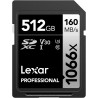 Lexar Carte mémoire SD SDXC UHS-I Professionnelle 1066x 512 Go, avec Une Vitesse de Lecture allant jusqu'à 160 Mo/s, V30/U3/C10 