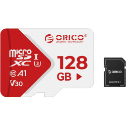 ORICO TF30 Carte Micro SD 128 Go + Adaptateur, 100 Mo/s, 4K, Full HD | A1, C10, V30, U3,UHS-I, Carte Mémoire microSDXC, Carte TF