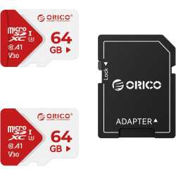 ORICO TF30 Carte Micro SD 64 Go (Lot de 2), 100 Mo/s, 4K, Full HD | A1, C10, V30, U3,UHS-I, Carte Mémoire microSDXC, Carte TF po