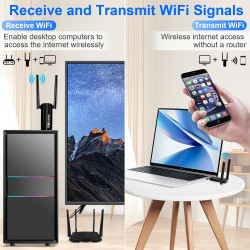 Clé WiFi 1300 Mbps, Clé USB WiFi Dual Band pour PC/Desktop, Adaptateur WiFi USB 3.0 avec Antenne WiFi High Gain, Dongle WiFi Com