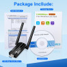 Clé WiFi 1300 Mbps, Clé USB WiFi Dual Band pour PC/Desktop, Adaptateur WiFi USB 3.0 avec Antenne WiFi High Gain, Dongle WiFi Com