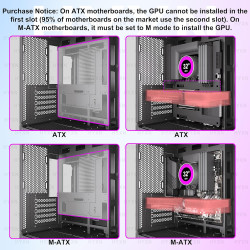 H3(2026) Boitier PC ATX– Préinstallé 6 Ventilateurs PWM ARGB Miroir Infini, Supporter radiateur 360 mm,Boîtier PC ATX à Double C