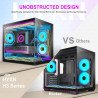H3(2026) Boitier PC ATX– Préinstallé 6 Ventilateurs PWM ARGB Miroir Infini, Supporter radiateur 360 mm,Boîtier PC ATX à Double C