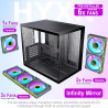 H3(2026) Boitier PC ATX– Préinstallé 6 Ventilateurs PWM ARGB Miroir Infini, Supporter radiateur 360 mm,Boîtier PC ATX à Double C