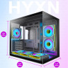H3(2026) Boitier PC ATX– Préinstallé 6 Ventilateurs PWM ARGB Miroir Infini, Supporter radiateur 360 mm,Boîtier PC ATX à Double C