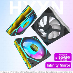 H3(2026) Boitier PC ATX– Préinstallé 6 Ventilateurs PWM ARGB Miroir Infini, Supporter radiateur 360 mm,Boîtier PC ATX à Double C