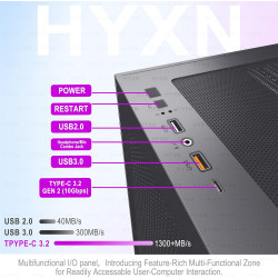 H3(2026) Boitier PC ATX– Préinstallé 6 Ventilateurs PWM ARGB Miroir Infini, Supporter radiateur 360 mm,Boîtier PC ATX à Double C