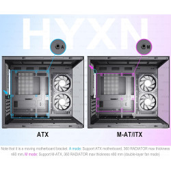 H3(2026) Boitier PC ATX– Préinstallé 6 Ventilateurs PWM ARGB Miroir Infini, Supporter radiateur 360 mm,Boîtier PC ATX à Double C