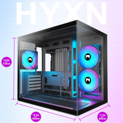 H3(2026) Boitier PC ATX– 3 Ventilateurs ARGB préinstallés, Supporter radiateur 360 mm,Boîtier PC ATX à Double Chambre Mid Tower,