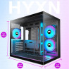 H3(2026) Boitier PC ATX– 3 Ventilateurs ARGB préinstallés, Supporter radiateur 360 mm,Boîtier PC ATX à Double Chambre Mid Tower,