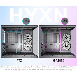 H3(2026) Boitier PC ATX– 3 Ventilateurs ARGB préinstallés, Supporter radiateur 360 mm,Boîtier PC ATX à Double Chambre Mid Tower,