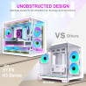 H3(2026) Boitier PC ATX– Préinstallé 6 Ventilateurs PWM ARGB Miroir Infini, Supporter radiateur 360 mm,Boîtier PC ATX à Double C