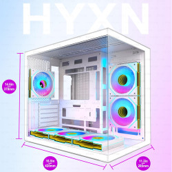 H3(2026) Boitier PC ATX– Préinstallé 6 Ventilateurs PWM ARGB Miroir Infini, Supporter radiateur 360 mm,Boîtier PC ATX à Double C