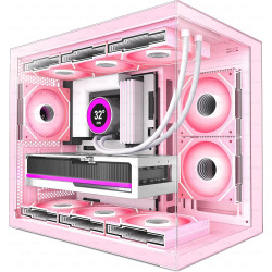 H3(2026) Boitier PC ATX– Préinstallé 6 Ventilateurs PWM ARGB Miroir Infini, Supporter radiateur 360 mm,Boîtier PC ATX à Double C