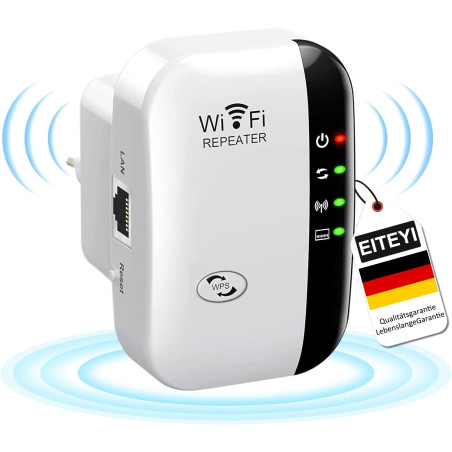 2026 Nouveau EITEYI Répéteur WiFi Puissant 300Mbps, Amplificateur WiFi Puissant 2.4GHz WiFi Extender Range Booster WiFi avec WPS