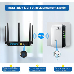 2026 Nouveau EITEYI Répéteur WiFi Puissant 300Mbps, Amplificateur WiFi Puissant 2.4GHz WiFi Extender Range Booster WiFi avec WPS