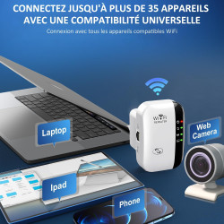 2026 Nouveau EITEYI Répéteur WiFi Puissant 300Mbps, Amplificateur WiFi Puissant 2.4GHz WiFi Extender Range Booster WiFi avec WPS