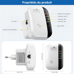2026 Nouveau EITEYI Répéteur WiFi Puissant 300Mbps, Amplificateur WiFi Puissant 2.4GHz WiFi Extender Range Booster WiFi avec WPS