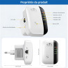 2026 Nouveau EITEYI Répéteur WiFi Puissant 300Mbps, Amplificateur WiFi Puissant 2.4GHz WiFi Extender Range Booster WiFi avec WPS