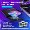 Lecteur CD DVD Externe pour PC USB 3.0 Mince Portable | Graveur Enregistreur et Type-C CD DVD +/-RW, avec Lecteur de Cartes SD T