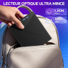 Lecteur CD DVD Externe pour PC USB 3.0 Mince Portable | Graveur Enregistreur et Type-C CD DVD +/-RW, avec Lecteur de Cartes SD T
