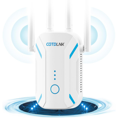 2026 COTDLNK Répéteur WiFi Puissant Amplificateur WiFi 1200Mbps | avec PA intégré | Double Bande 5GHz et 2,4GHz | Amplificateur 