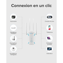 2026 COTDLNK Répéteur WiFi Puissant Amplificateur WiFi 1200Mbps | avec PA intégré | Double Bande 5GHz et 2,4GHz | Amplificateur 