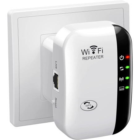 2026 Nouveau Répéteur WiFi Puissant 300Mbps, Amplificateur WiFi Puissant 2.4GHz WiFi Extender Range Booster WiFi avec WPS Protec