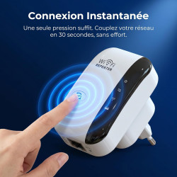 2026 Nouveau Répéteur WiFi Puissant 300Mbps, Amplificateur WiFi Puissant 2.4GHz WiFi Extender Range Booster WiFi avec WPS Protec