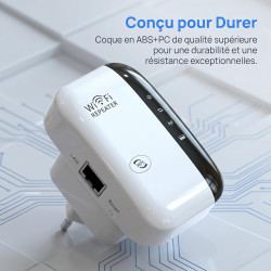2026 Nouveau Répéteur WiFi Puissant 300Mbps, Amplificateur WiFi Puissant 2.4GHz WiFi Extender Range Booster WiFi avec WPS Protec