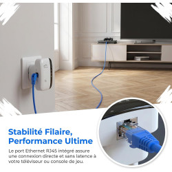 2026 Nouveau Répéteur WiFi Puissant 300Mbps, Amplificateur WiFi Puissant 2.4GHz WiFi Extender Range Booster WiFi avec WPS Protec