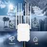 Répéteur Wi-FI extérieur N300 avec 6 antennes, amplificateur WiFi extérieur Longue Distance, IP67 résistant aux intempéries, PoE