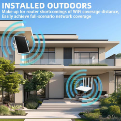 Repeteur WiFi Solaire Batterie Exterieur sans Fil, Puissant Amplificateur WiFi Couvre100-mètres, Outdoor répéteur WiFi Extender 